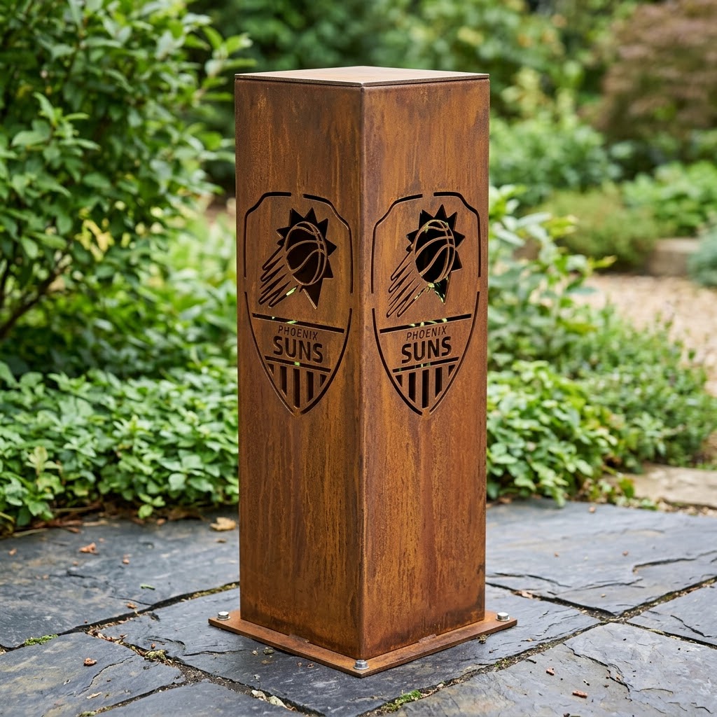 Phoenix Suns Shield Shape Garden Metal ColumnNBA Fan Wall Art Home Decor