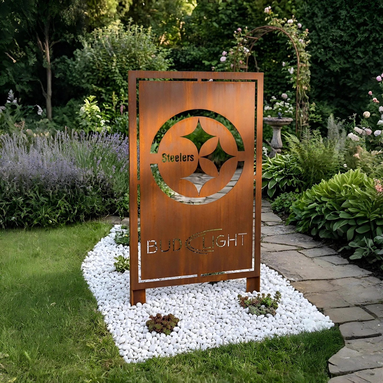 Pittsburgh Steelers Logo Metal Garden Panel – NFL American Football Fan Outdoor Yard Decor Gift