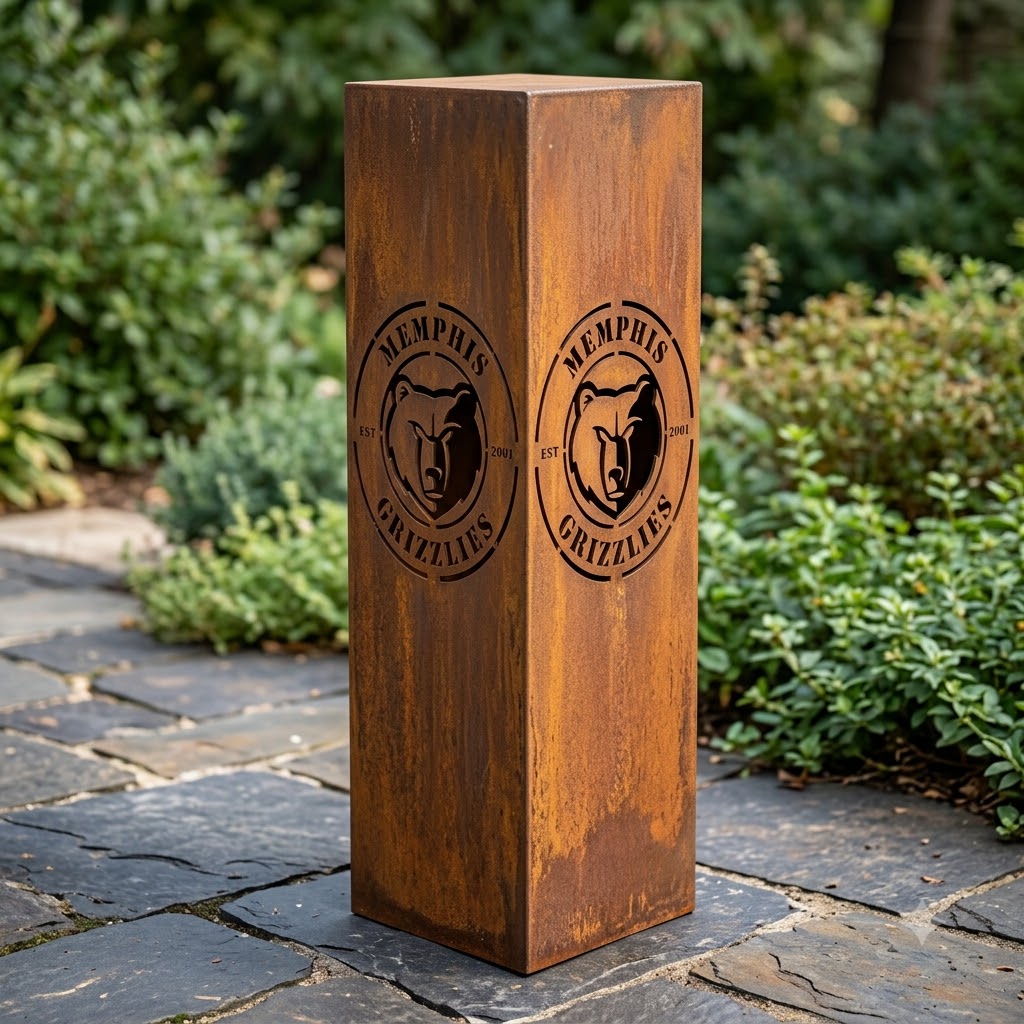 Memphis Grizzlies NBA Garden Metal Column Metal Wall Art Basketball Fan Gift Outdoor Patio Porch Vintage De