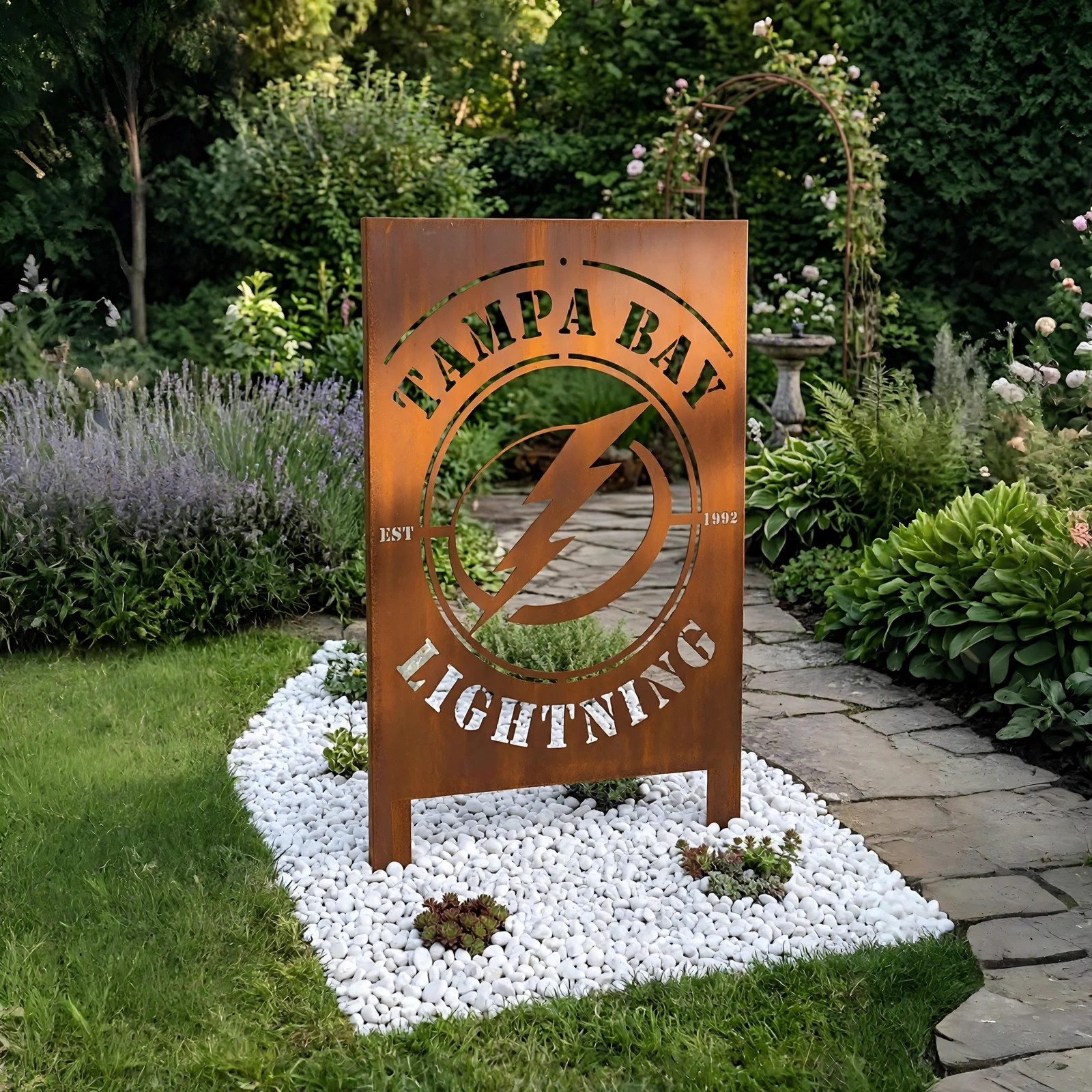 NHL Tampa Bay Lightning Metal Garden Panel Yard Art Outdoor Decor