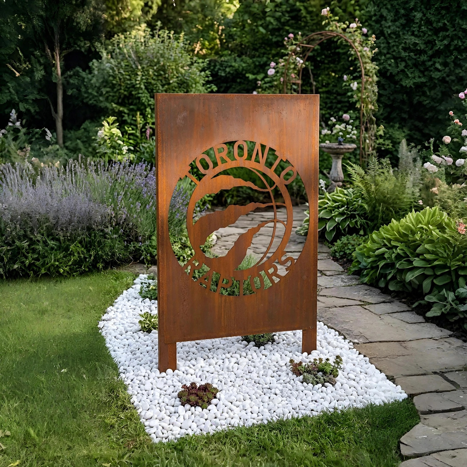 Toronto Raptors Logo Metal Garden Panel – NBA Basketball Fan Outdoor Yard Decor Gift