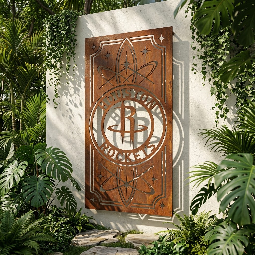 NBA HOUSTON ROCKETS Custom Metal Garden PanelBasketball Wall Art Home Decor