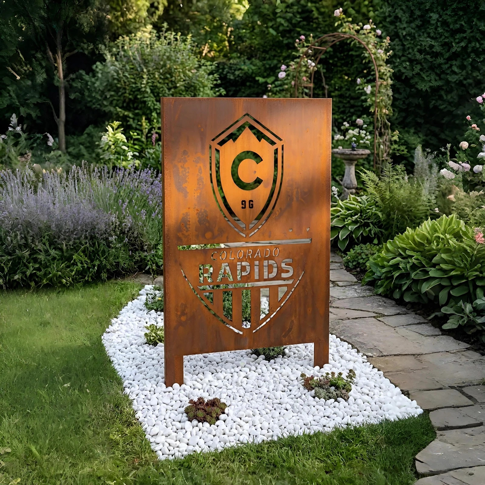 Colorado Rapids Logo Metal Garden Panel – MLS Soccer Fan Outdoor Yard Decor Gift