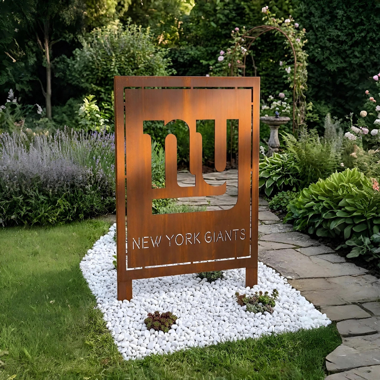 New York Giants Logo Metal Garden Panel – NFL American Football Fan Outdoor Yard Decor Gift