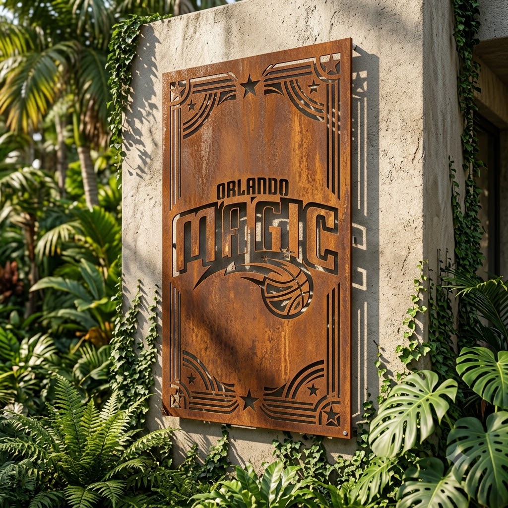 Orlando Magic Logo Custom Metal Garden PanelNBA Fan Wall Art Home Decor