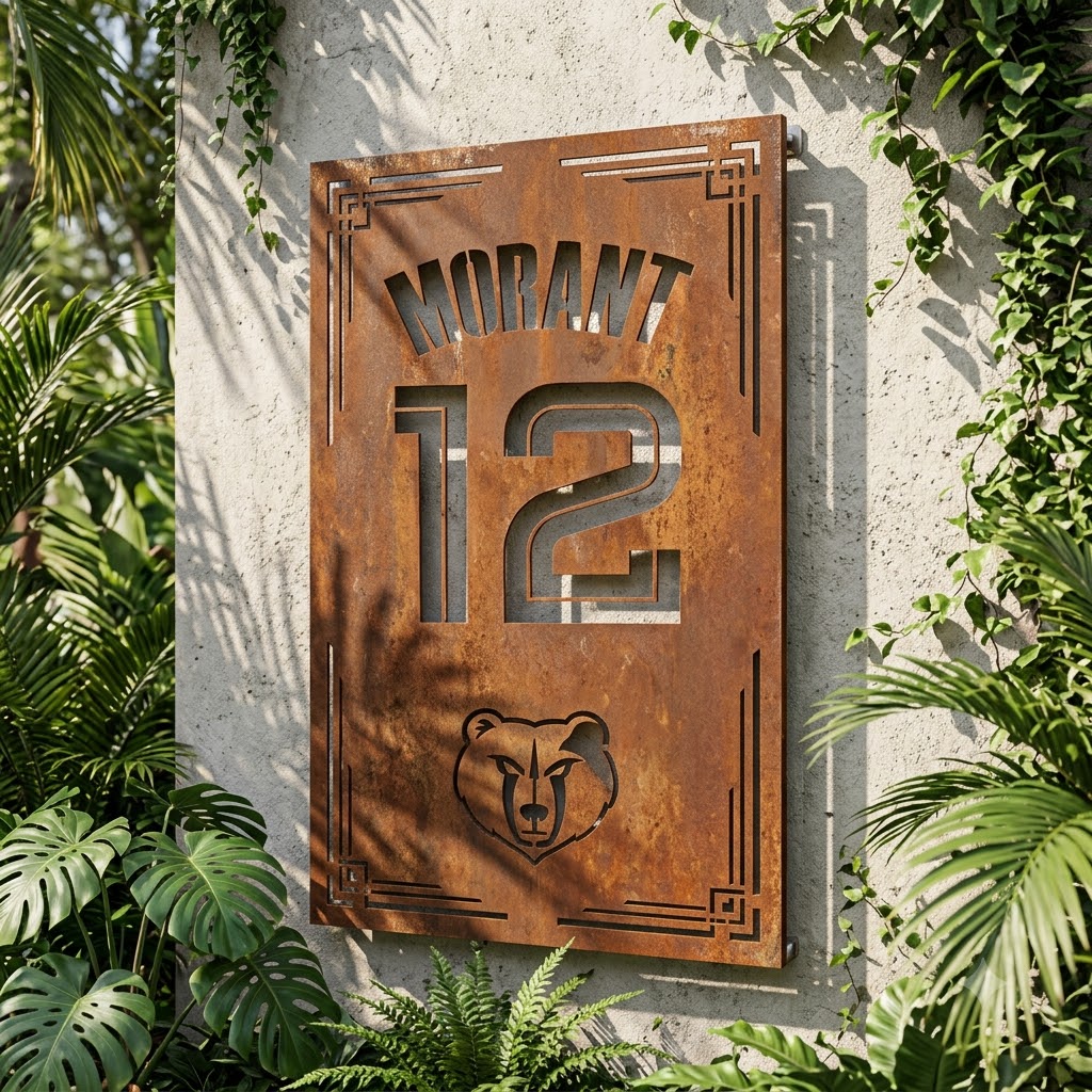 Custom Ja Morant 12 Memphis Grizzlies Custom Metal Garden PanelNBA Fan Wall Art Home Decor