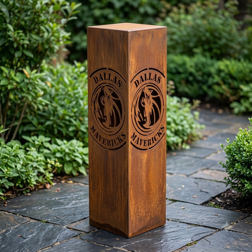 Dallas Mavericks NBA Garden Metal Column Metal Wall Art Basketball Fan Gift Outdoor Patio Porch Vintage Dec