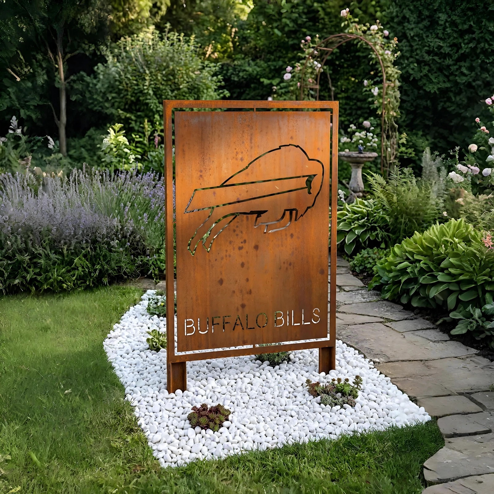 Buffalo Bills Mafia Logo Metal Garden Panel – NFL American Football Fan Outdoor Yard Decor Gift