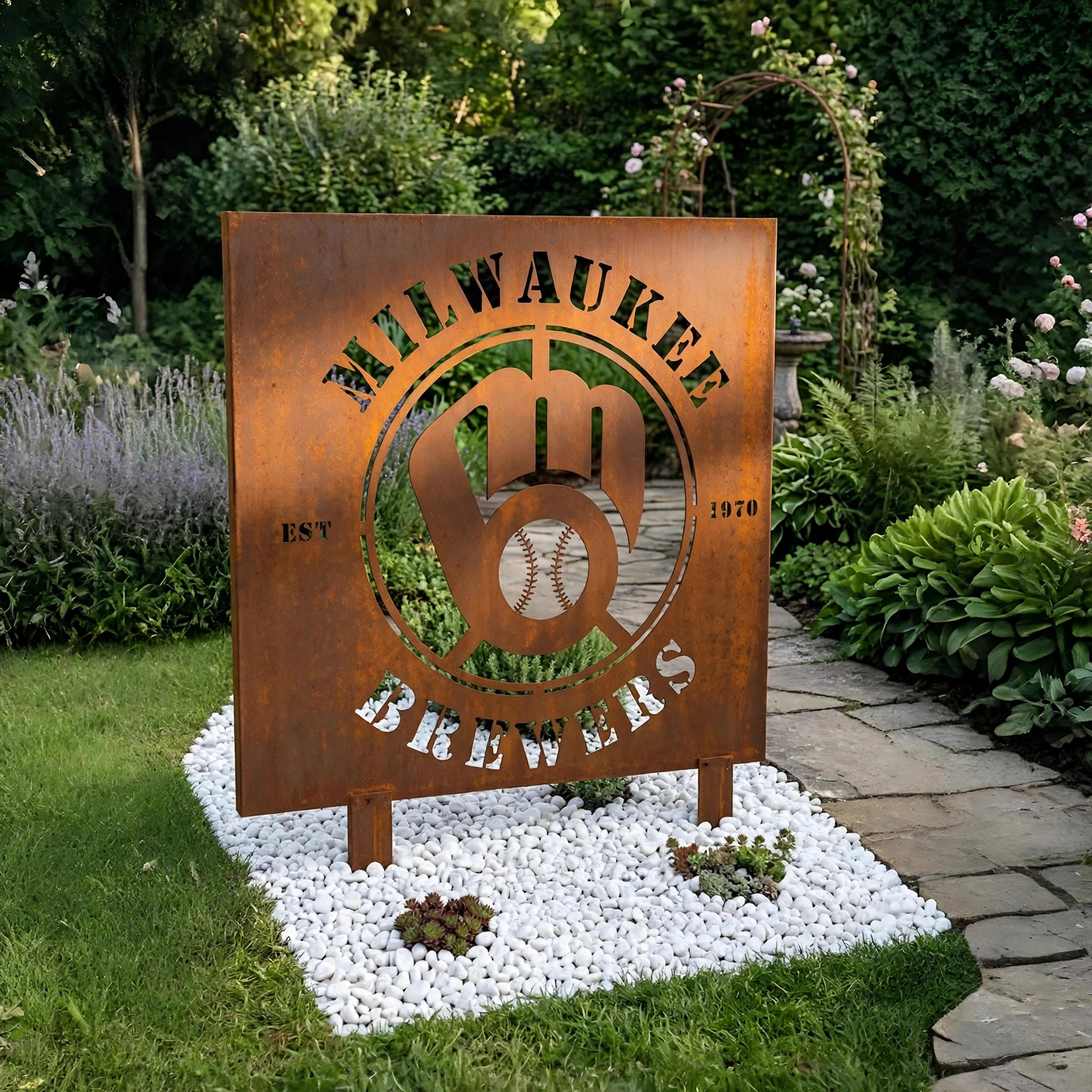Milwaukee Brewers Metal Garden Panel Yard Art Outdoor Decor