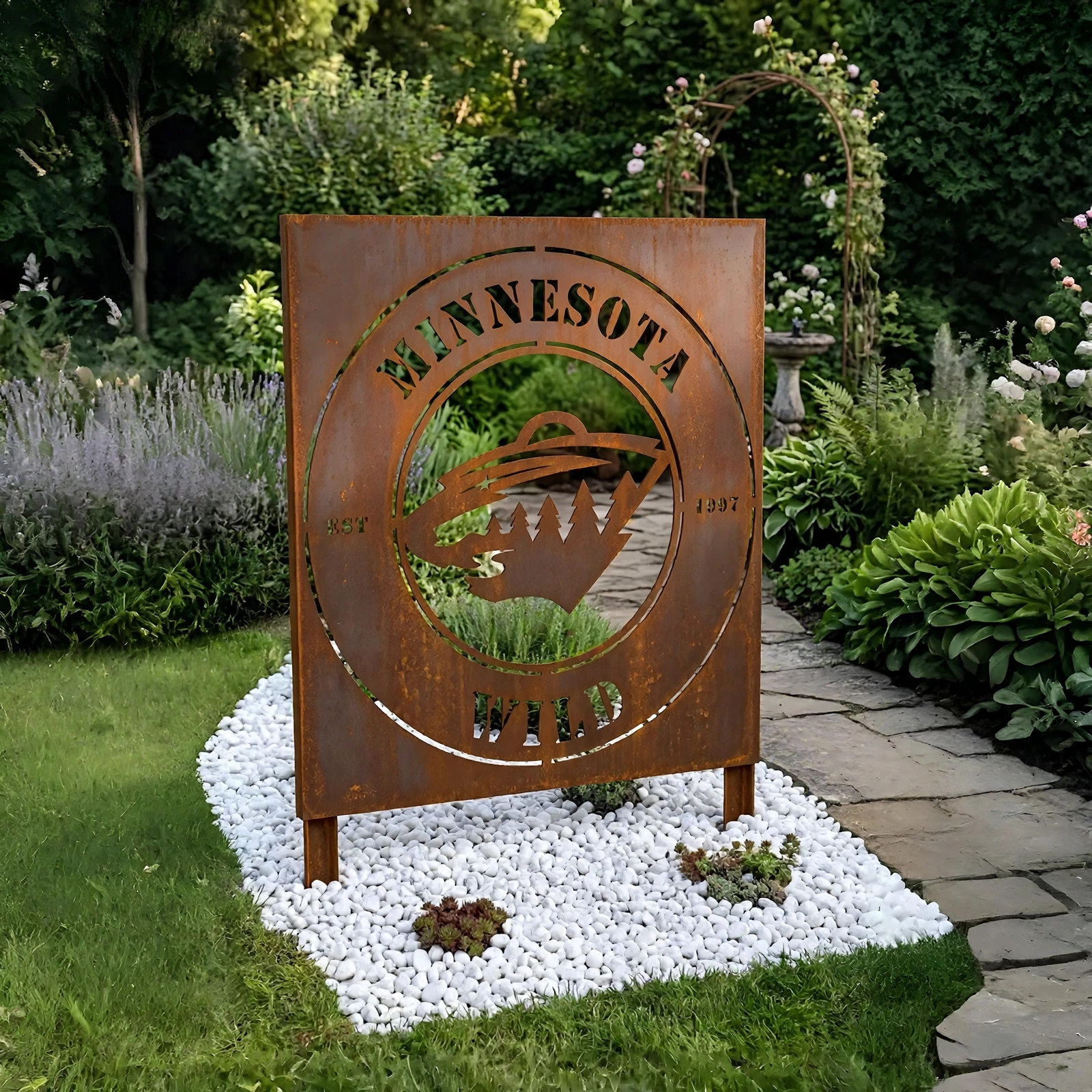 NHL Minnesota Wild NHL Metal Wall Art Hockey Fan Gift Outdoor Patio Porch Vintage Decor Metal Garden Panel Yard Art Outdoor Decor