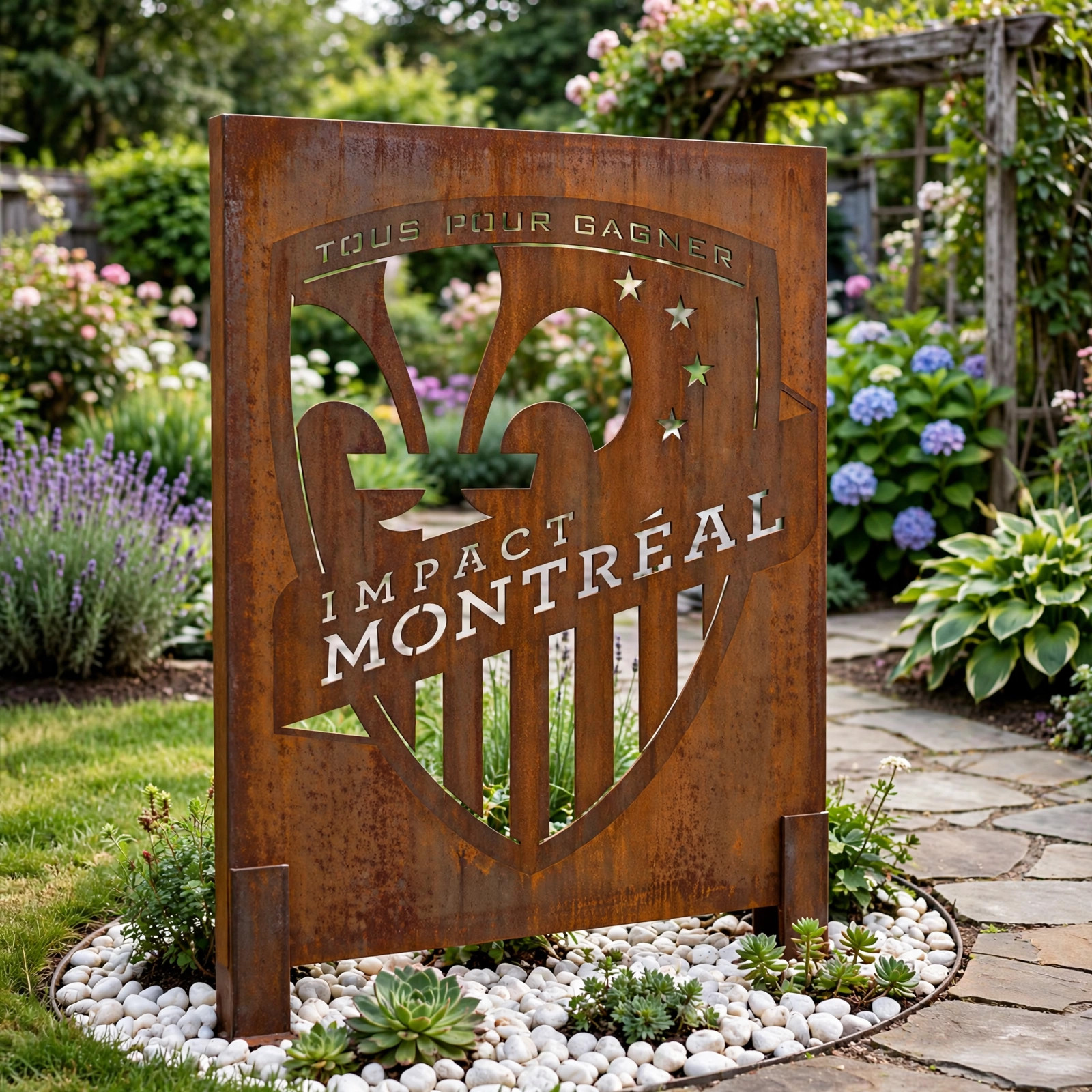 CF Montréal Logo Metal Garden Panel – MLS Soccer Fan Outdoor Yard Decor Gift