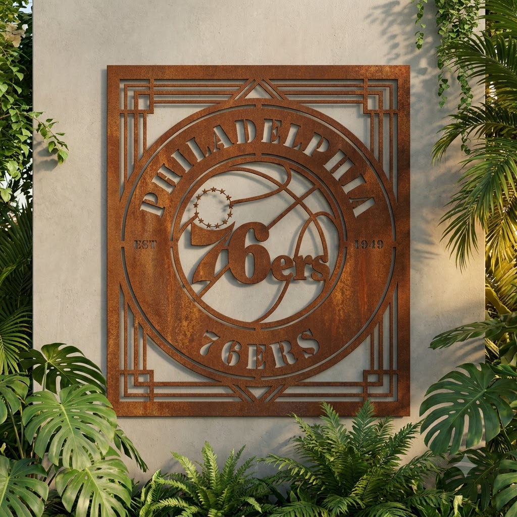 Philadelphia 76ers Custom Metal Garden PanelNBA Wall Art Home Decor