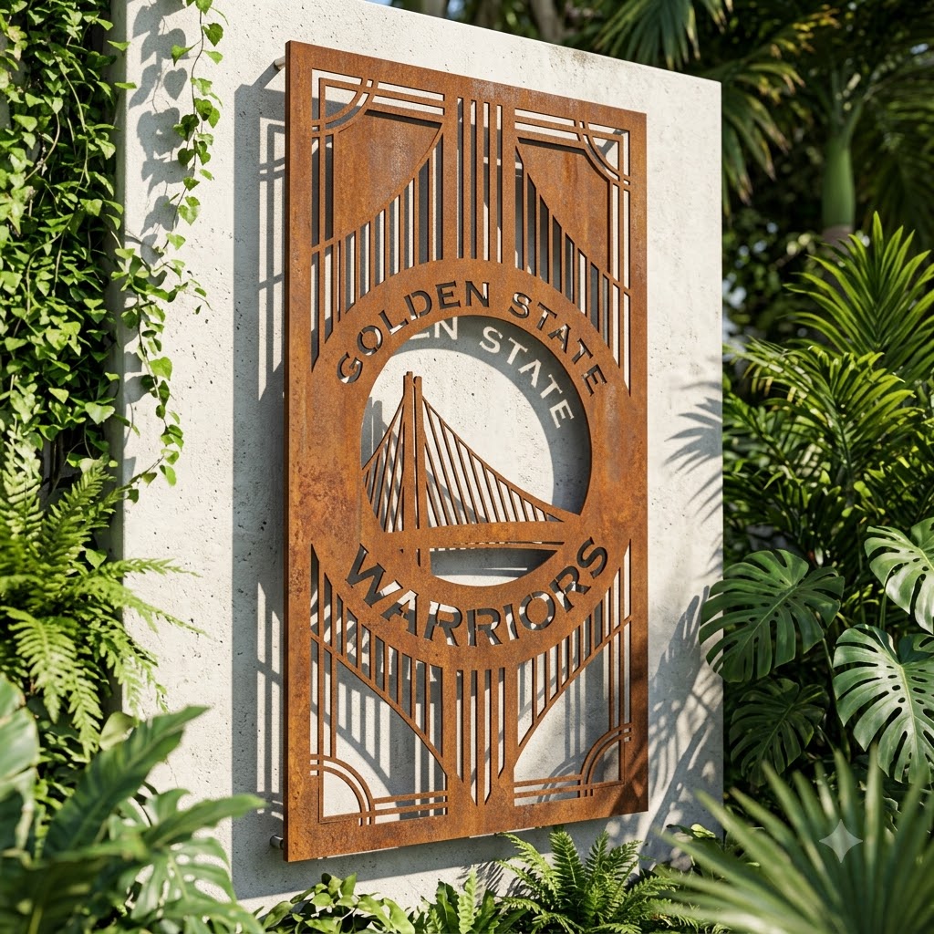 Golden State Warriors Logo Custom Metal Garden PanelNBA Fan Wall Art Home Decor