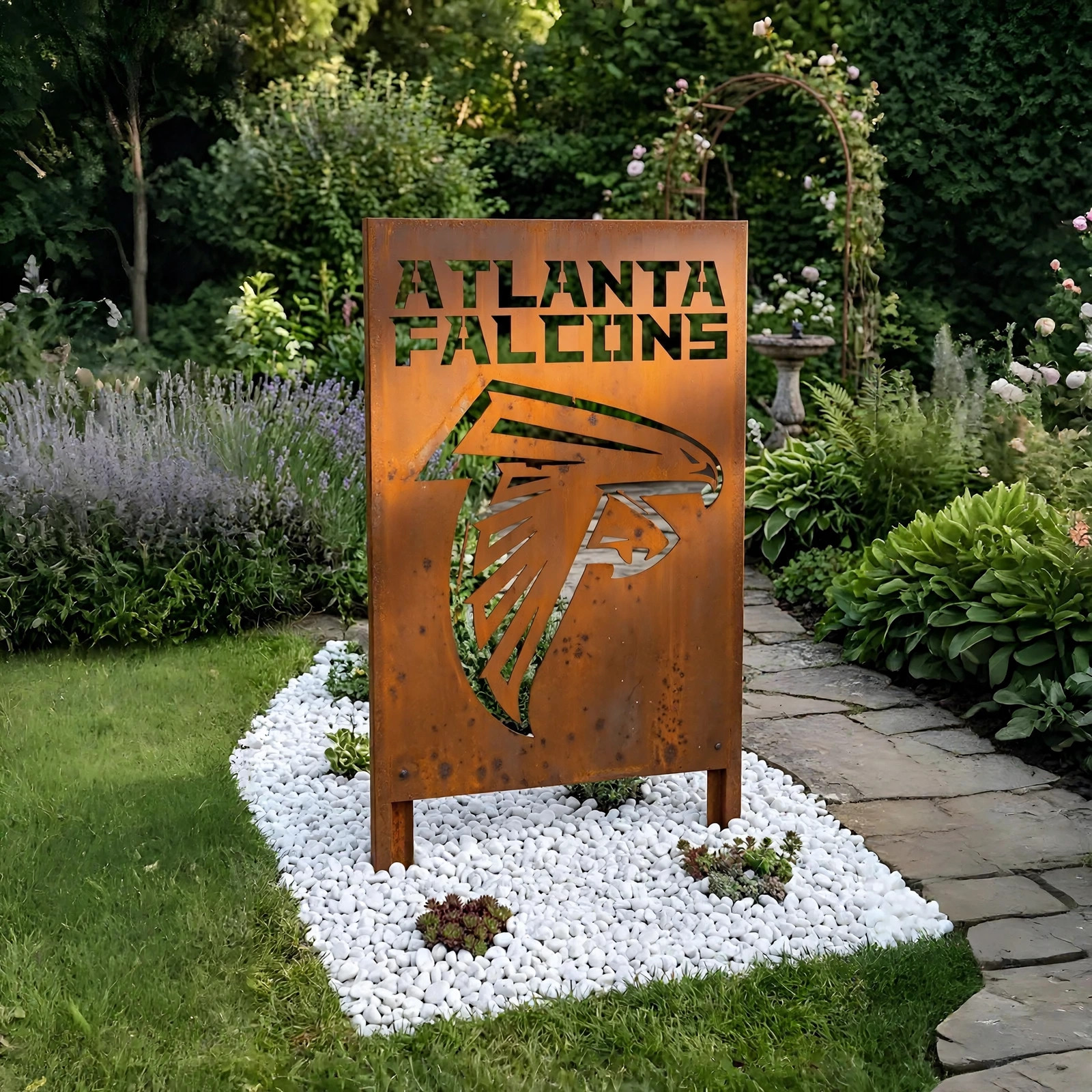 Atlanta Falcons Logo Metal Garden Panel – NFL American Football Fan Outdoor Yard Decor Gift