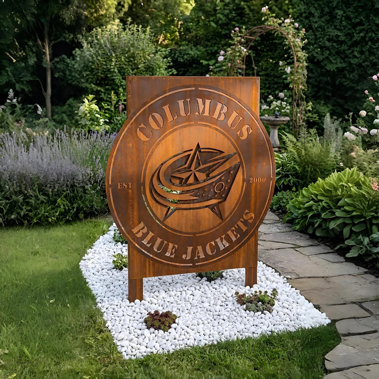 NHL Columbus Blue Jackets Metal Garden Panel Yard Art Outdoor Decor