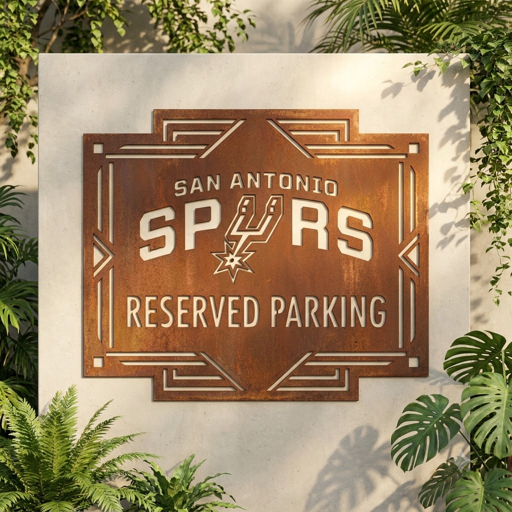 San Antonio Spurs Reserved Parking Logo Custom Metal Garden PanelNBA Fan Wall Art Home Decor