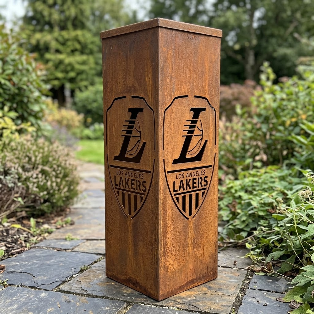 Los Angeles Lakers Shield Shape Garden Metal ColumnNBA Fan Wall Art Home Decor