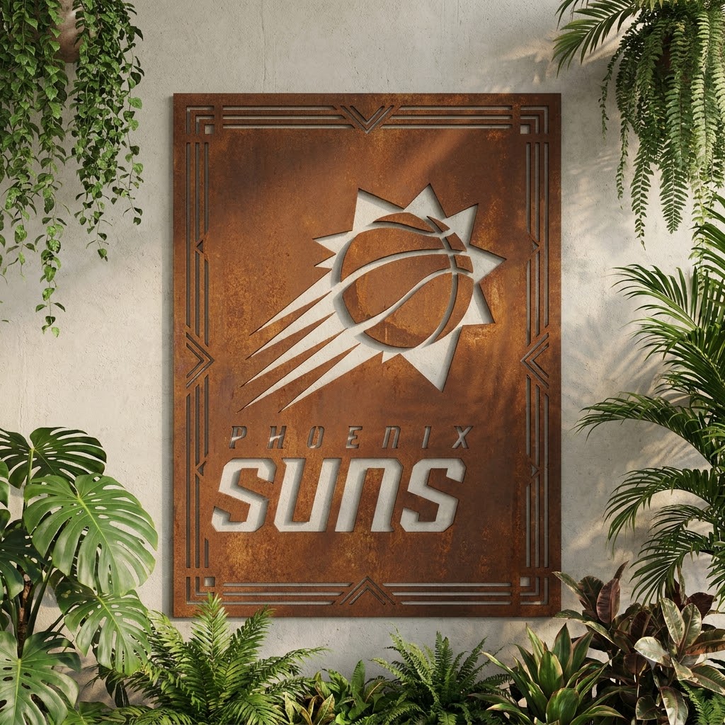 Phoenix Suns Logo Custom Metal Garden PanelNBA Fan Wall Art Home Decor