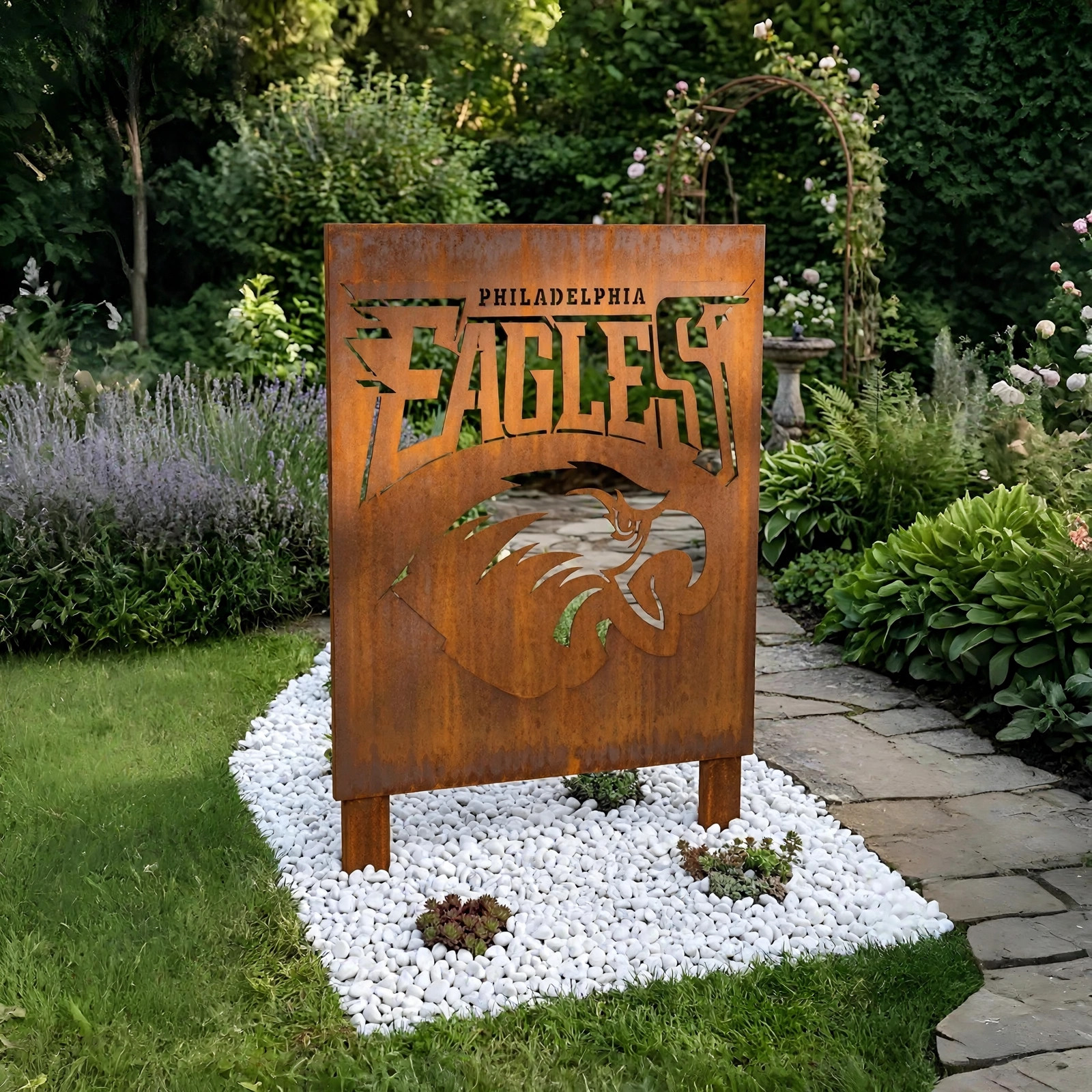 Philadelphia Eagles Logo Metal Garden Panel – NFL American Football Fan Outdoor Yard Decor Gift