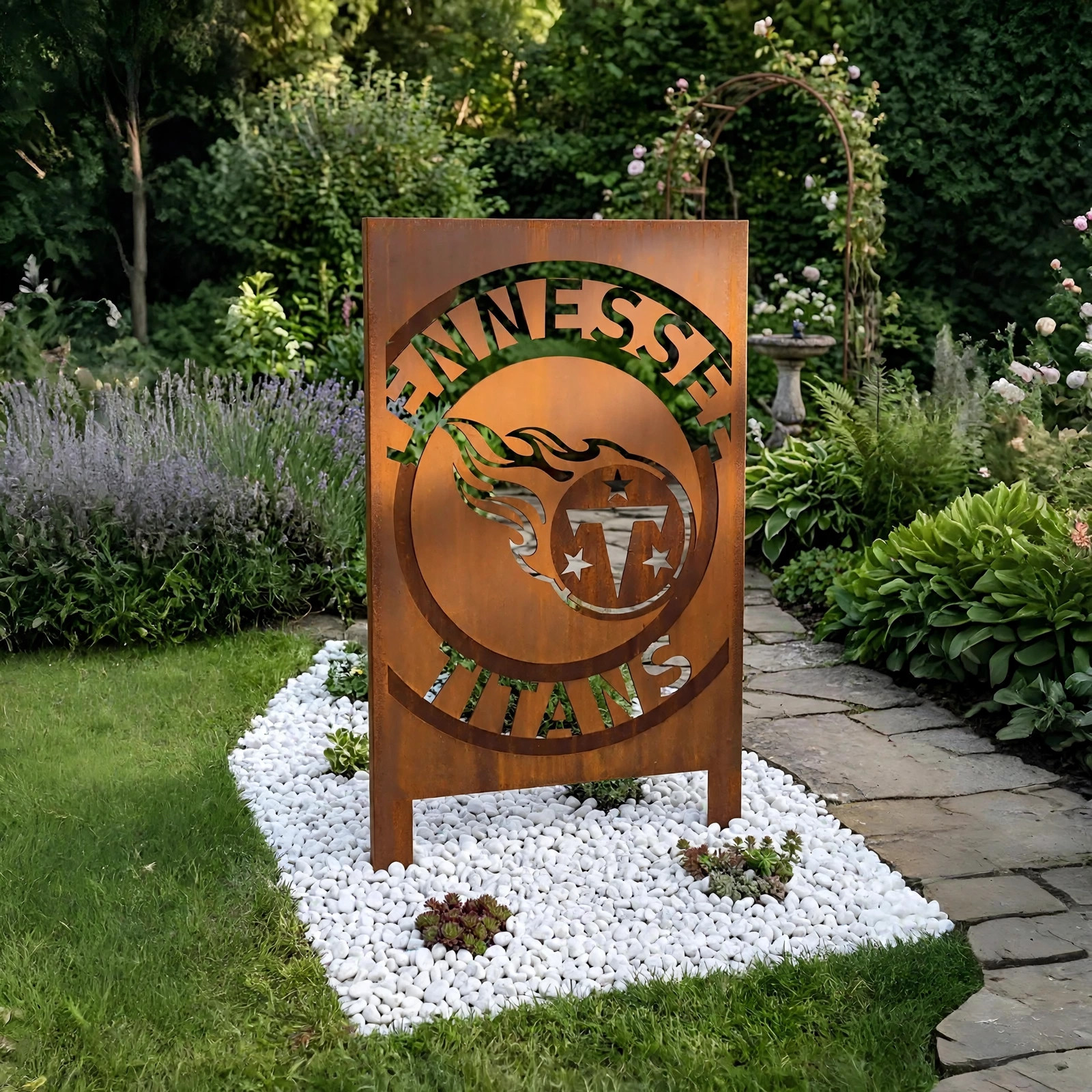 Tennessee Titans Logo Metal Garden Panel – NFL American Football Fan Outdoor Yard Decor Gift