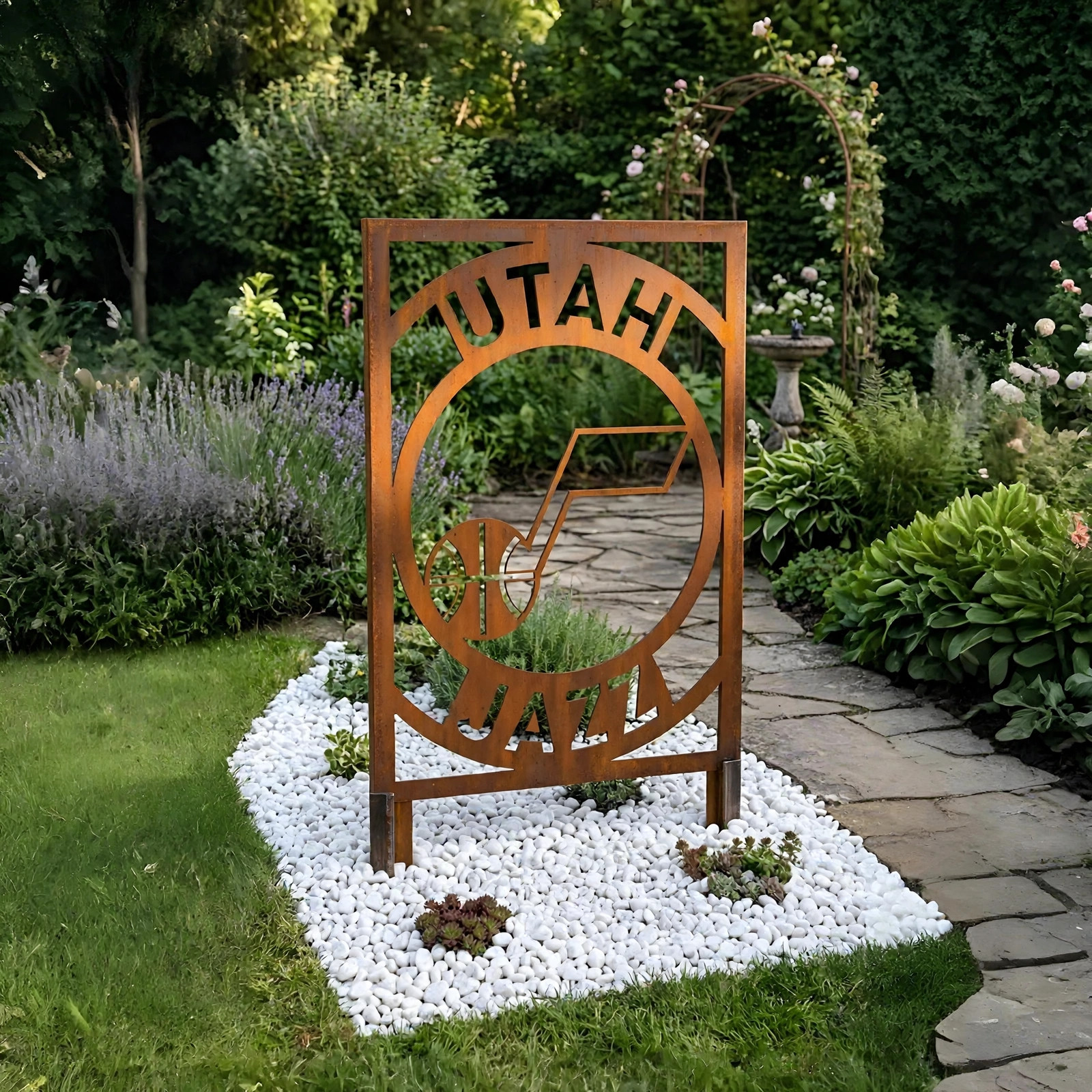 Utah Jazz Logo Metal Garden Panel – NBA Basketball Fan Outdoor Yard Decor Gift