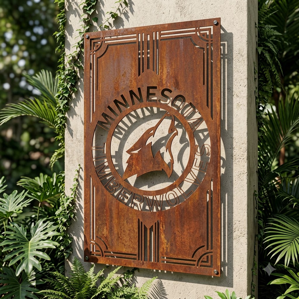 NBA MINNESOTA TIMBERWOLVES Custom Metal Garden PanelBasketball Wall Art Home Decor
