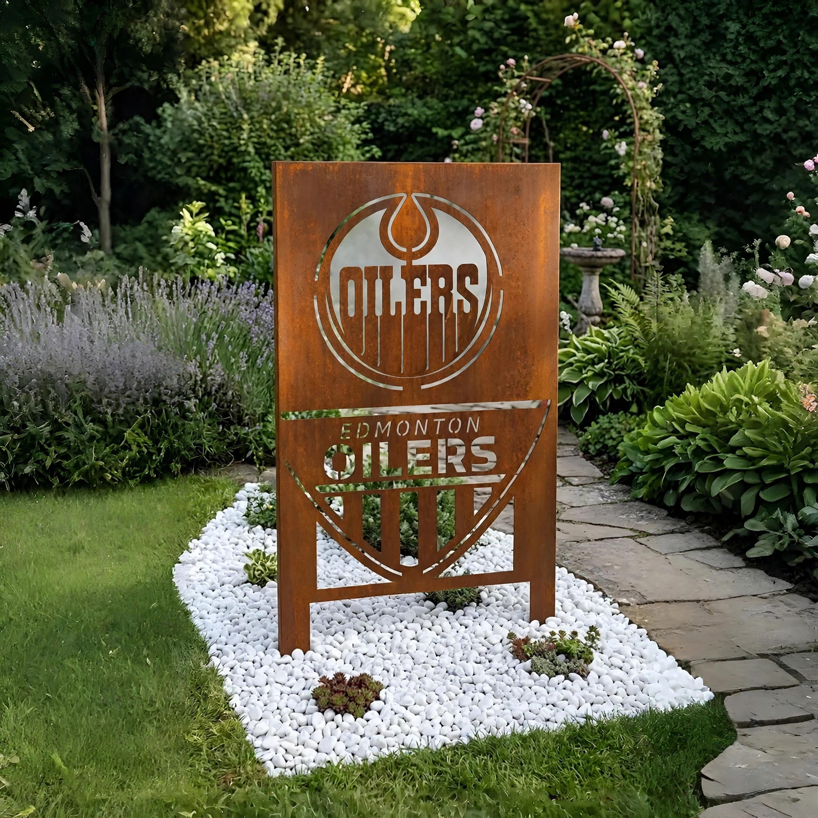 NHL Edmonton Oilers Shield Shape NHL Fan Wall Art Home Decor Metal Garden Panel Yard Art Outdoor Decor