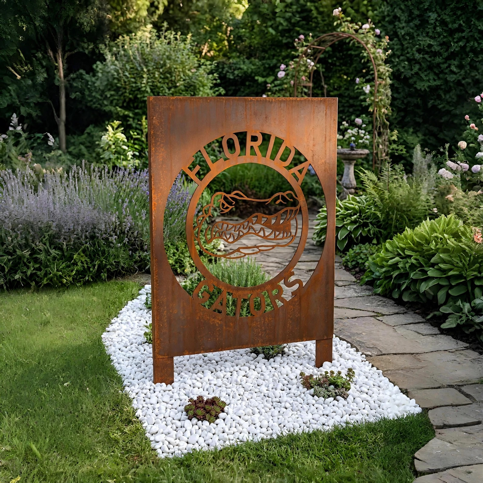 Florida Gators Logo Metal Garden Panel – NCAA American Football Fan Outdoor Yard Decor Gift