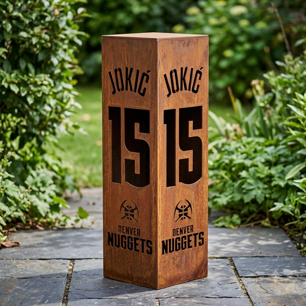 Custom Nikola Jokic 15 Denver Nuggets Garden Metal ColumnNBA Fan Wall Art Home Decor