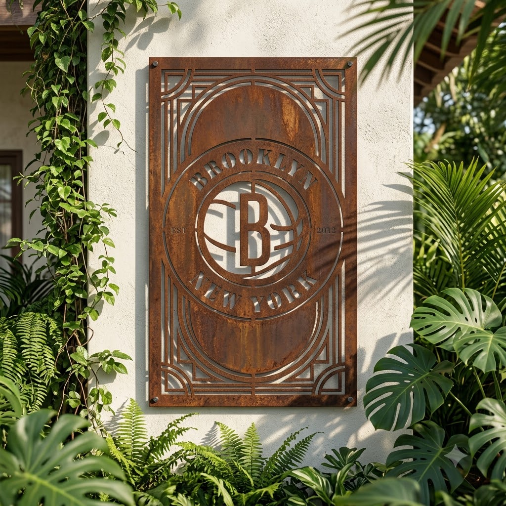 Brooklyn Nets NBA Custom Metal Garden Panel Metal Wall Art Basketball Fan Gift Outdoor Patio Porch Vintage Decor