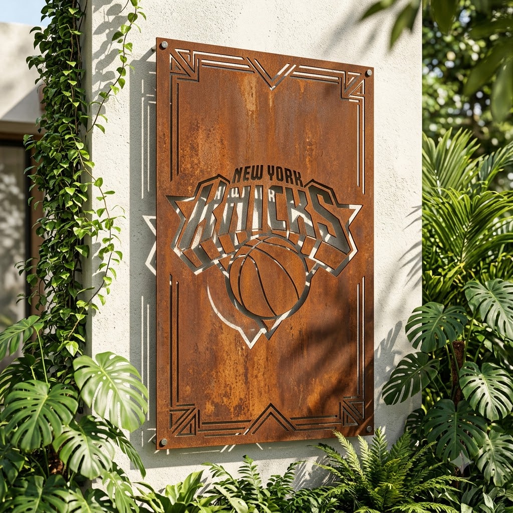 New York Knicks Custom Metal Garden PanelHome Bar Wall Art Decor