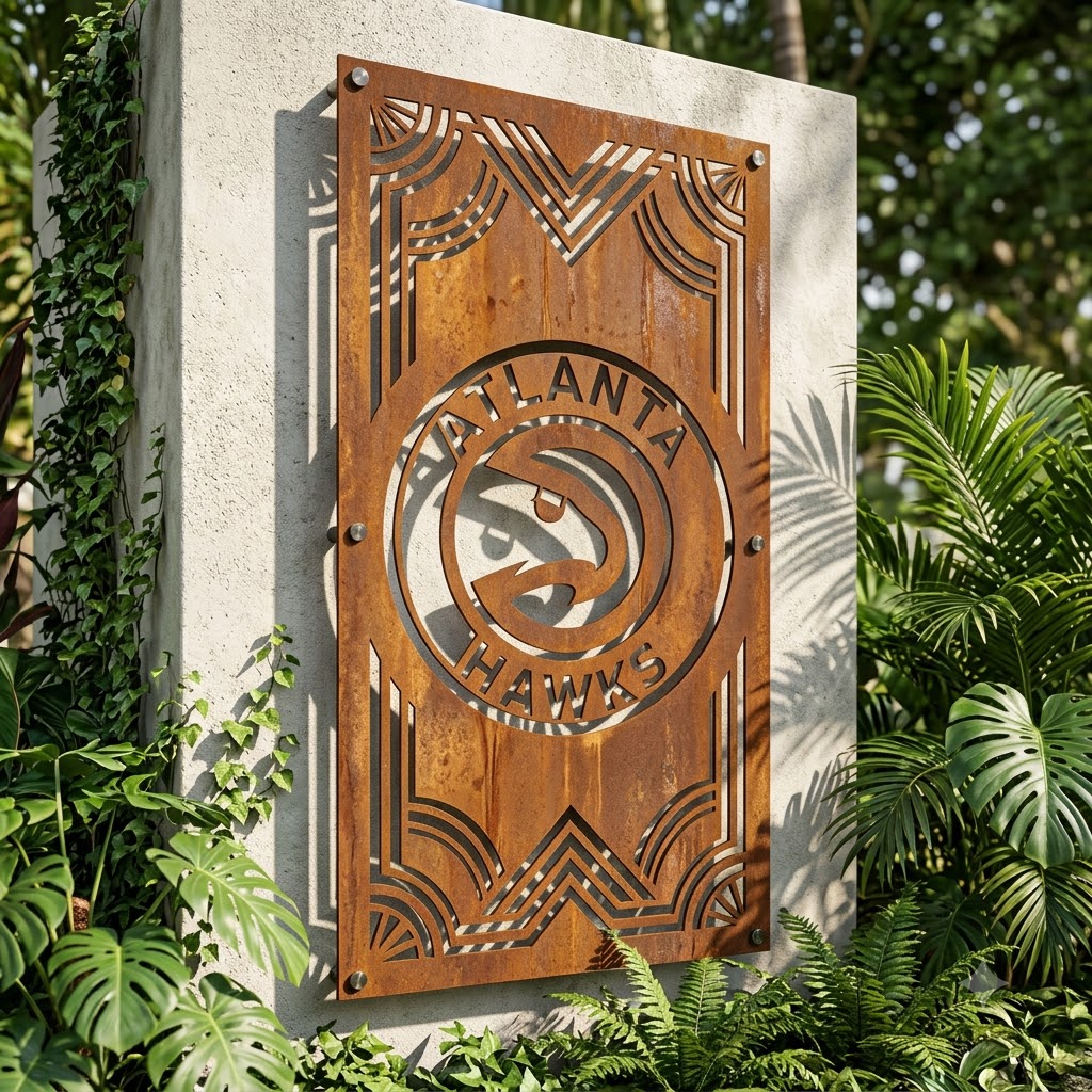 NBA ATLANTA HAWKS Custom Metal Garden PanelBasketball Wall Art Home Decor