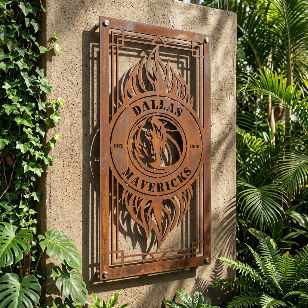 Dallas Mavericks NBA Custom Metal Garden Panel Metal Wall Art Basketball Fan Gift Outdoor Patio Porch Vintage Dec