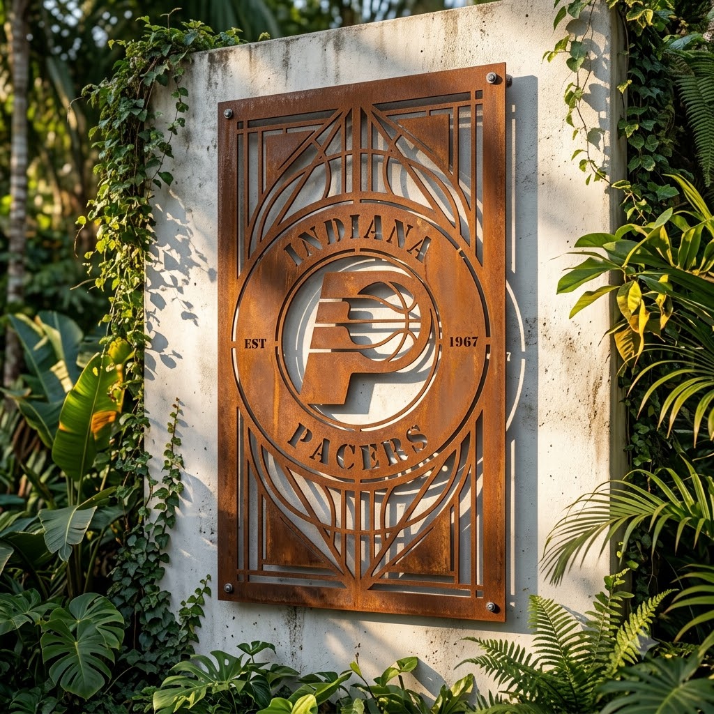 Indiana Pacers NBA Custom Metal Garden Panel Metal Wall Art Basketball Fan Gift Outdoor Patio Porch Vintage Decor