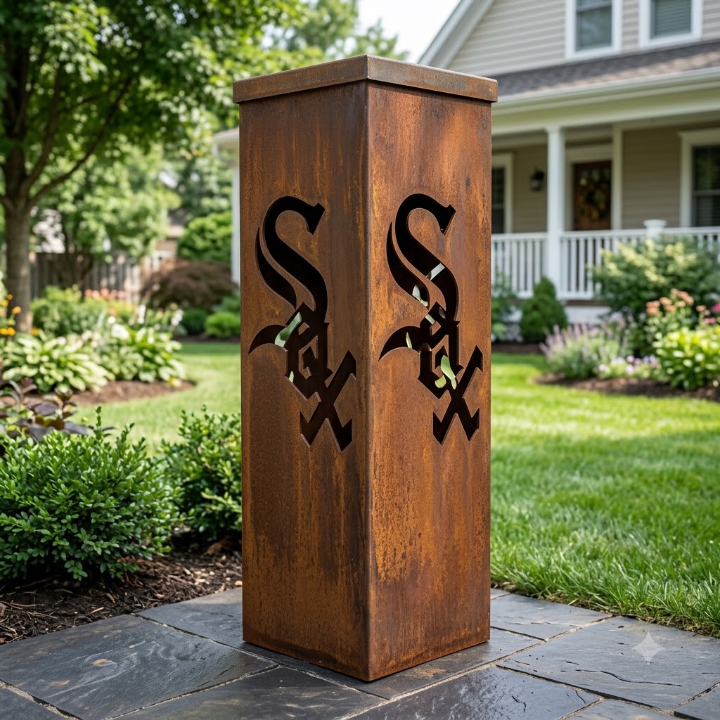 Chicago White Sox 2 MLB Fire Roasted Metal Wall Art Baseball Fan Gift Outdoor Patio Porch Vintage De