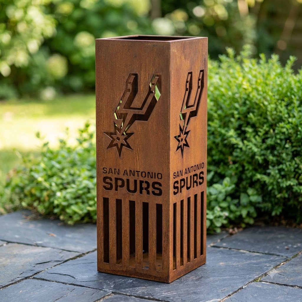 San Antonio Spurs Shield Shape Garden Metal ColumnNBA Fan Wall Art Home Decor