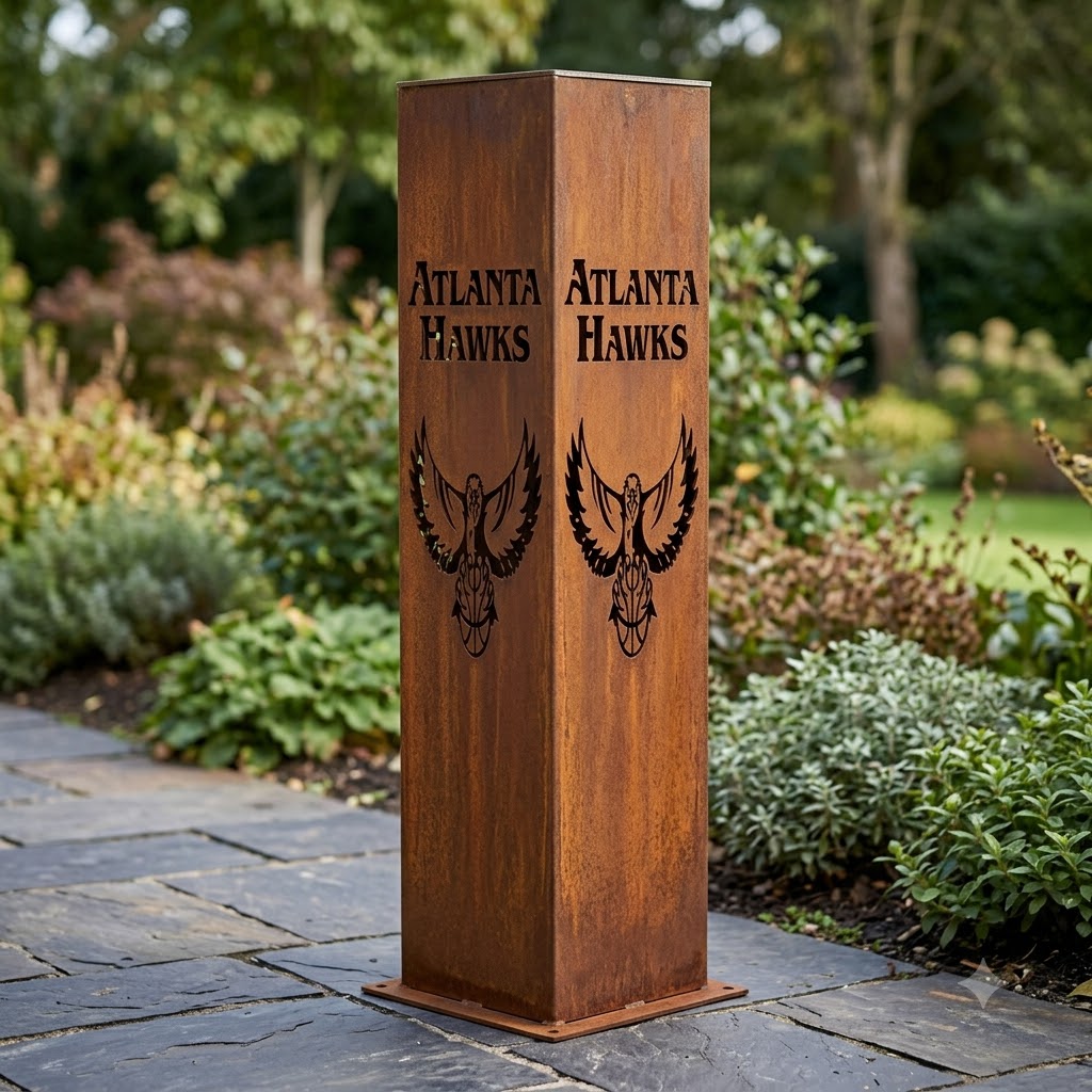 Atlanta Hawks Logo Garden Metal ColumnNBA Fan Wall Art Home Decor