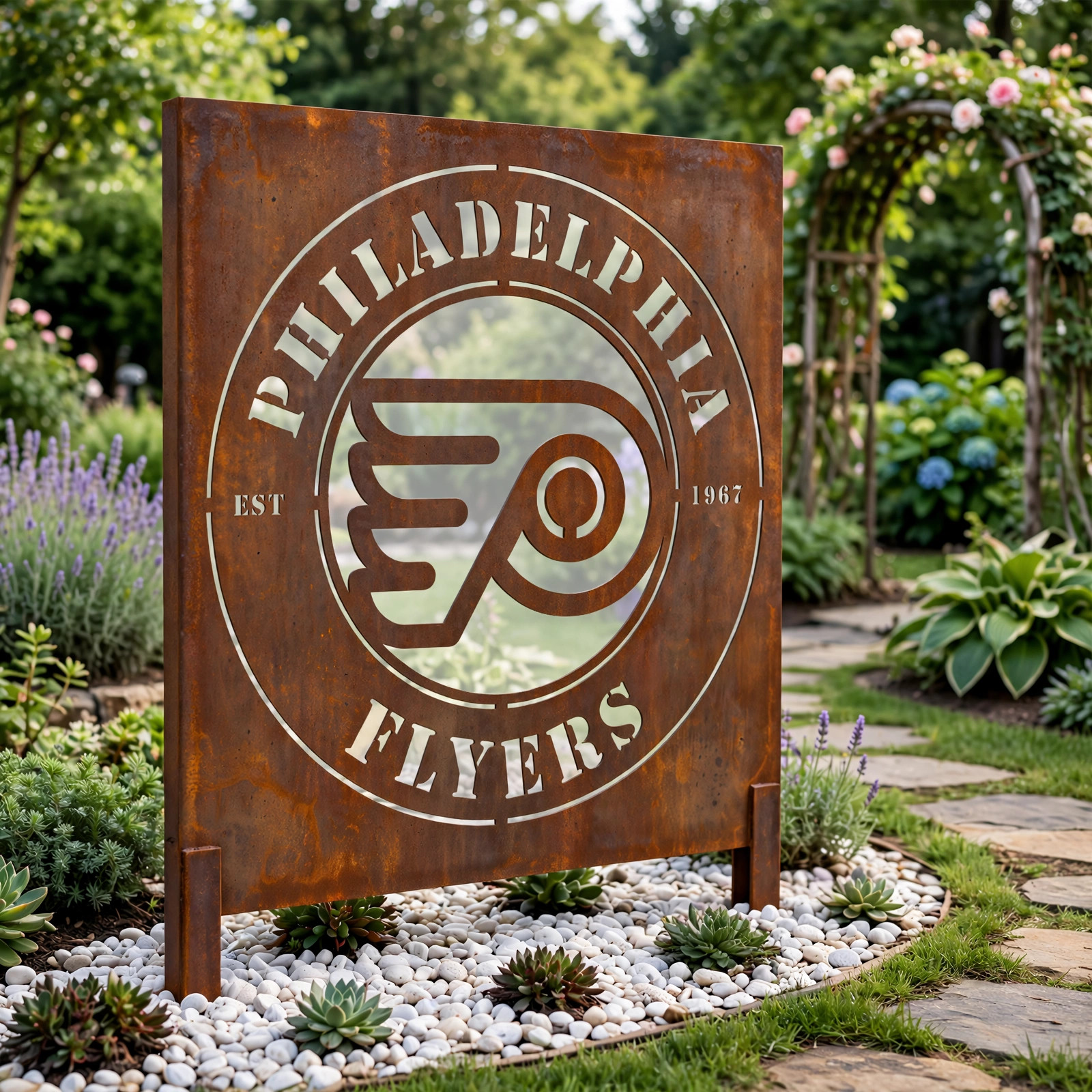 NHL Philadelphia Flyers NHL Metal Wall Art Hockey Fan Gift Outdoor Patio Porch Vintage Decor Metal Garden Panel Yard Art Outdoor Decor