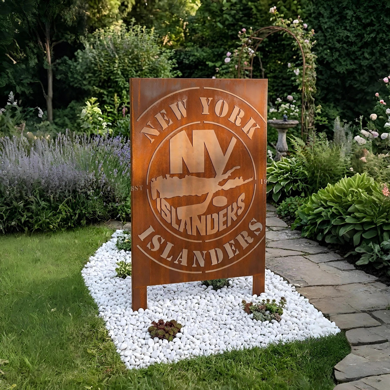 NHL New York Islanders Metal Garden Panel Yard Art Outdoor Decor
