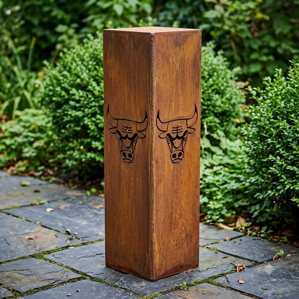 Chicago Bulls Logo Garden Metal ColumnNBA Wall Art Home Decor