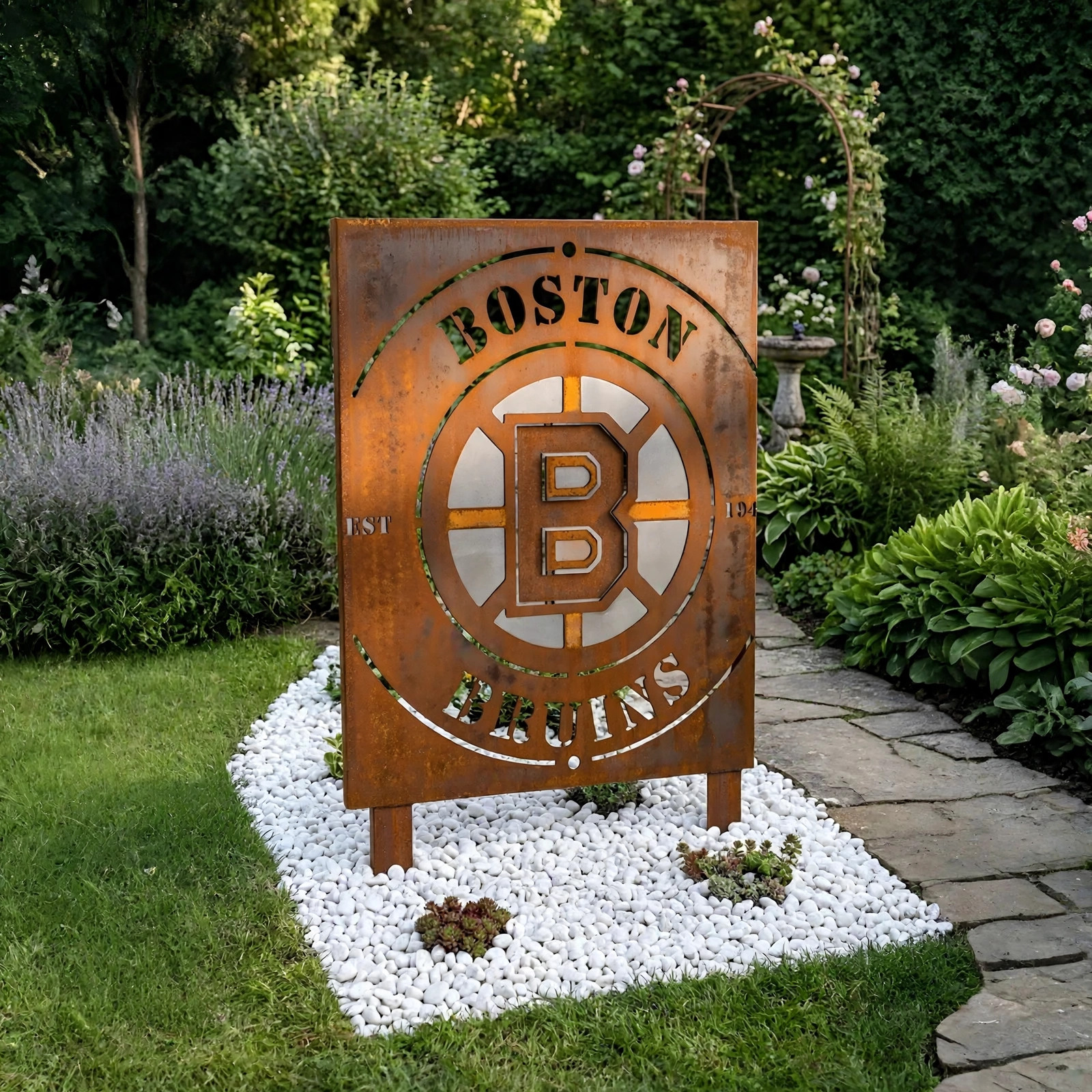 NHL Boston Bruins Metal Garden Panel Yard Art Outdoor Decor
