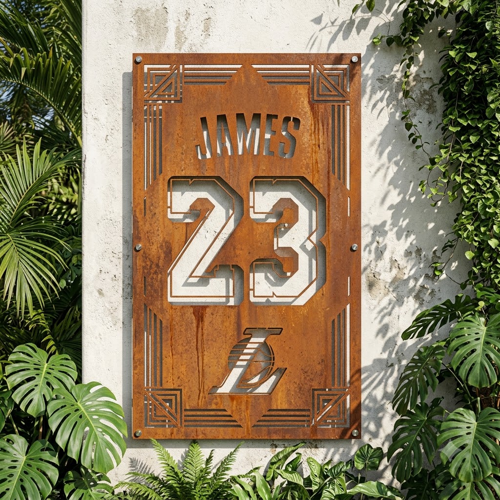 Custom LeBron James 23 Los Angeles Lakers Custom Metal Garden PanelNBA Fan Wall Art Home Decor