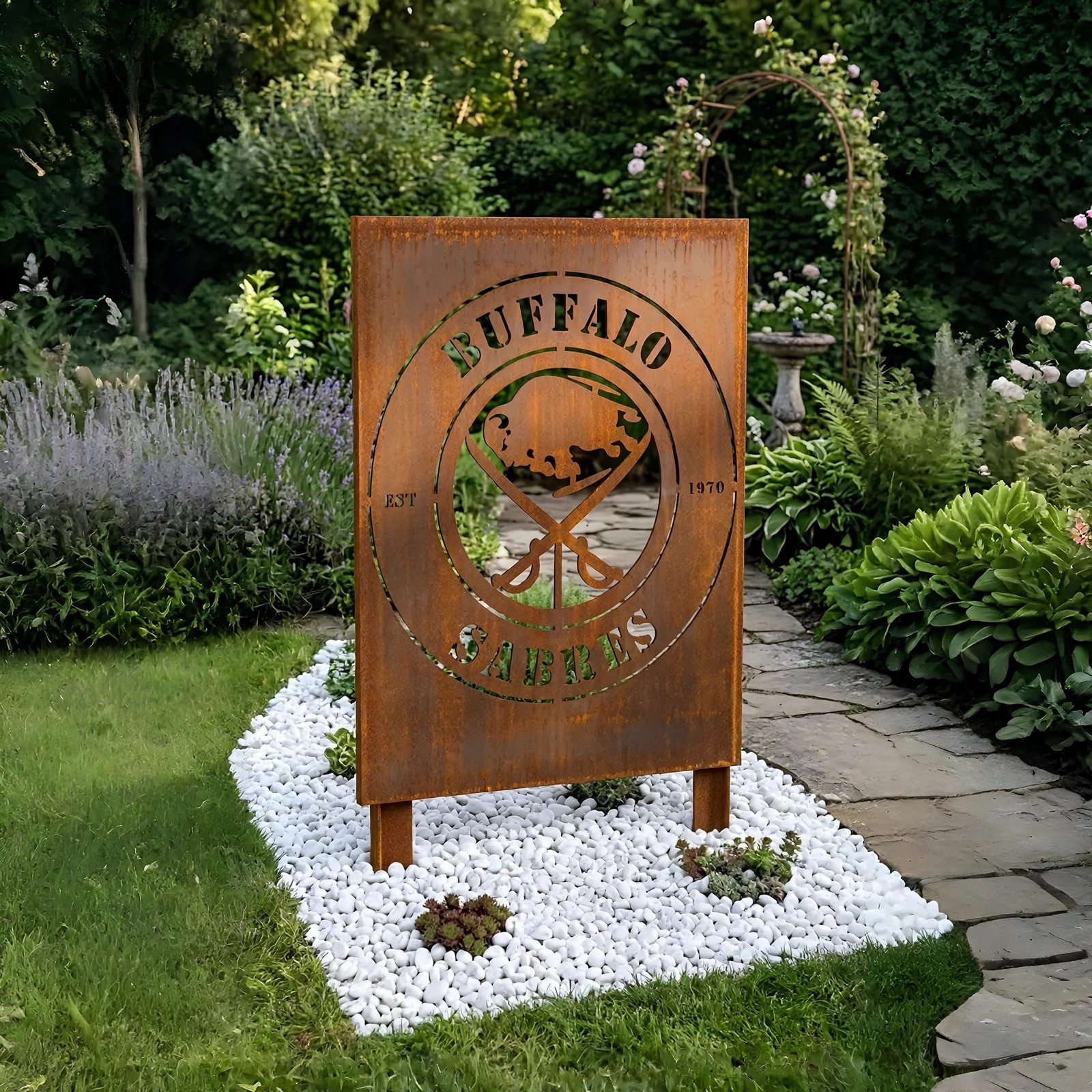NHL Buffalo Sabres NHL Metal Wall Art Hockey Fan Gift Outdoor Patio Porch Vintage Decor Metal Garden Panel Yard Art Outdoor Decor