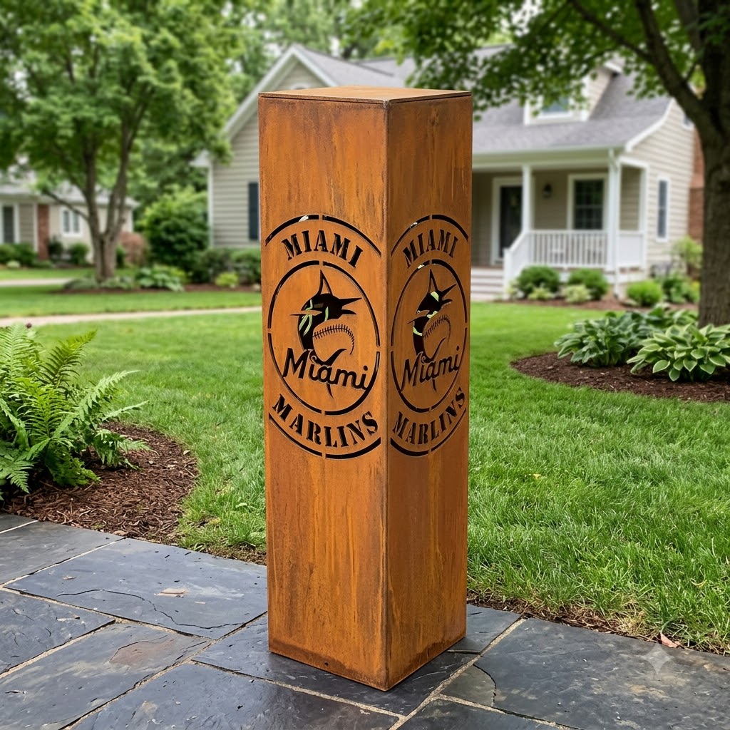 Miami Marlins Metal Sign LED Light MLB Wall Art Home Decor