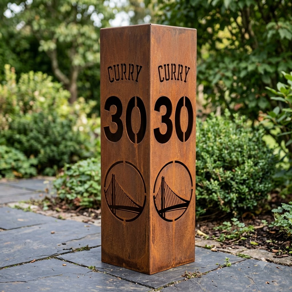 Custom Stephen Curry 30 Golden State Warriors Garden Metal ColumnNBA Fan Wall Art Home Decor