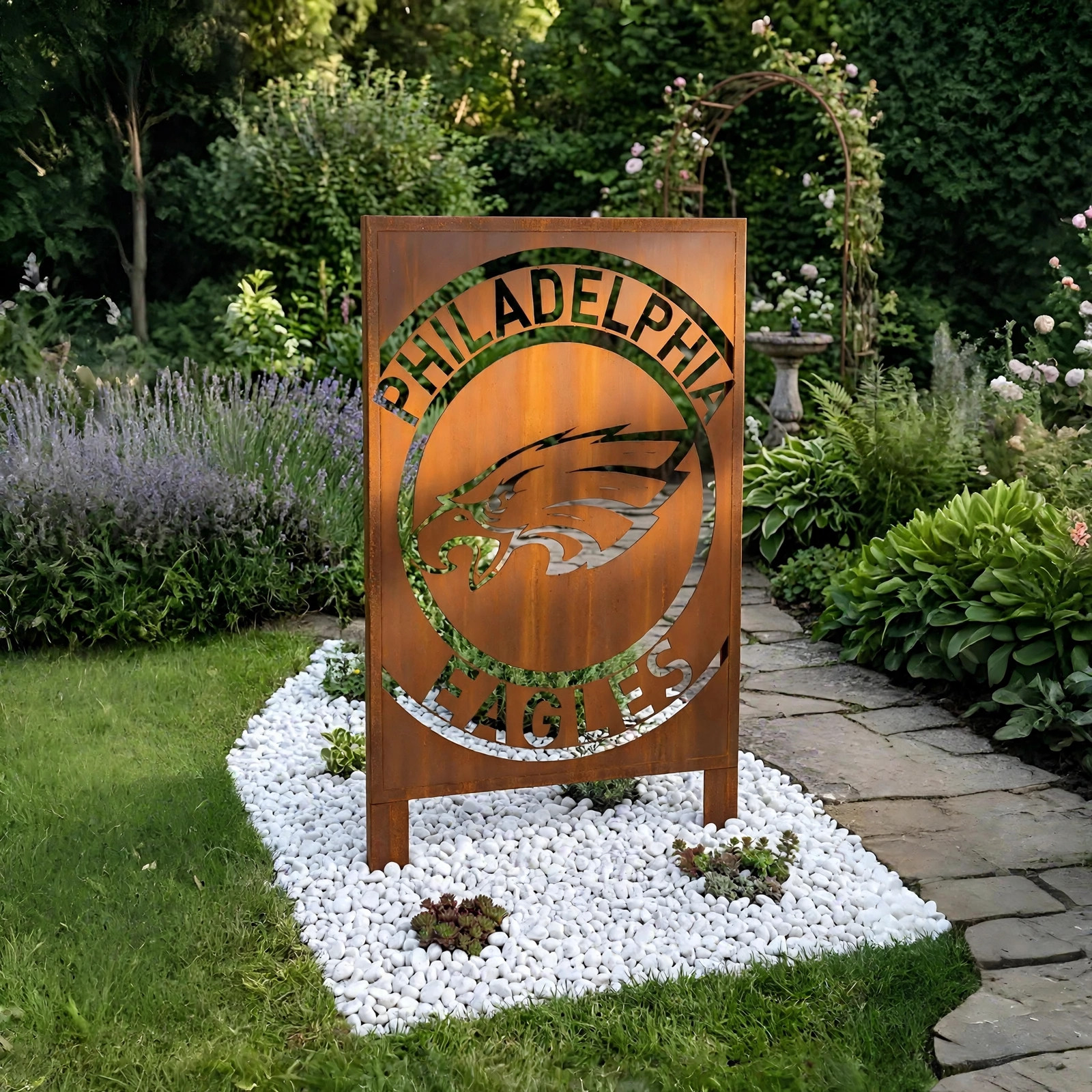 Philadelphia Eagles Logo Metal Garden Panel – NFL American Football Fan Outdoor Yard Decor Gift