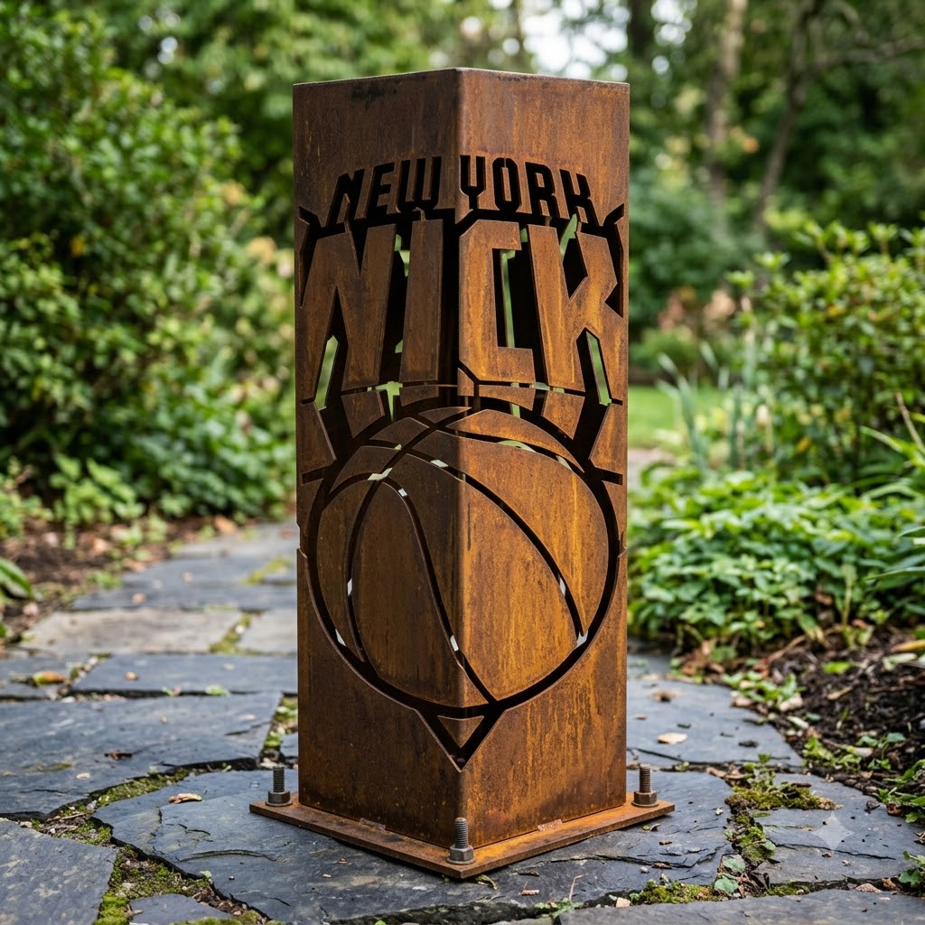 New York Knicks Logo Garden Metal ColumnNBA Fan Wall Art Home Decor (1)