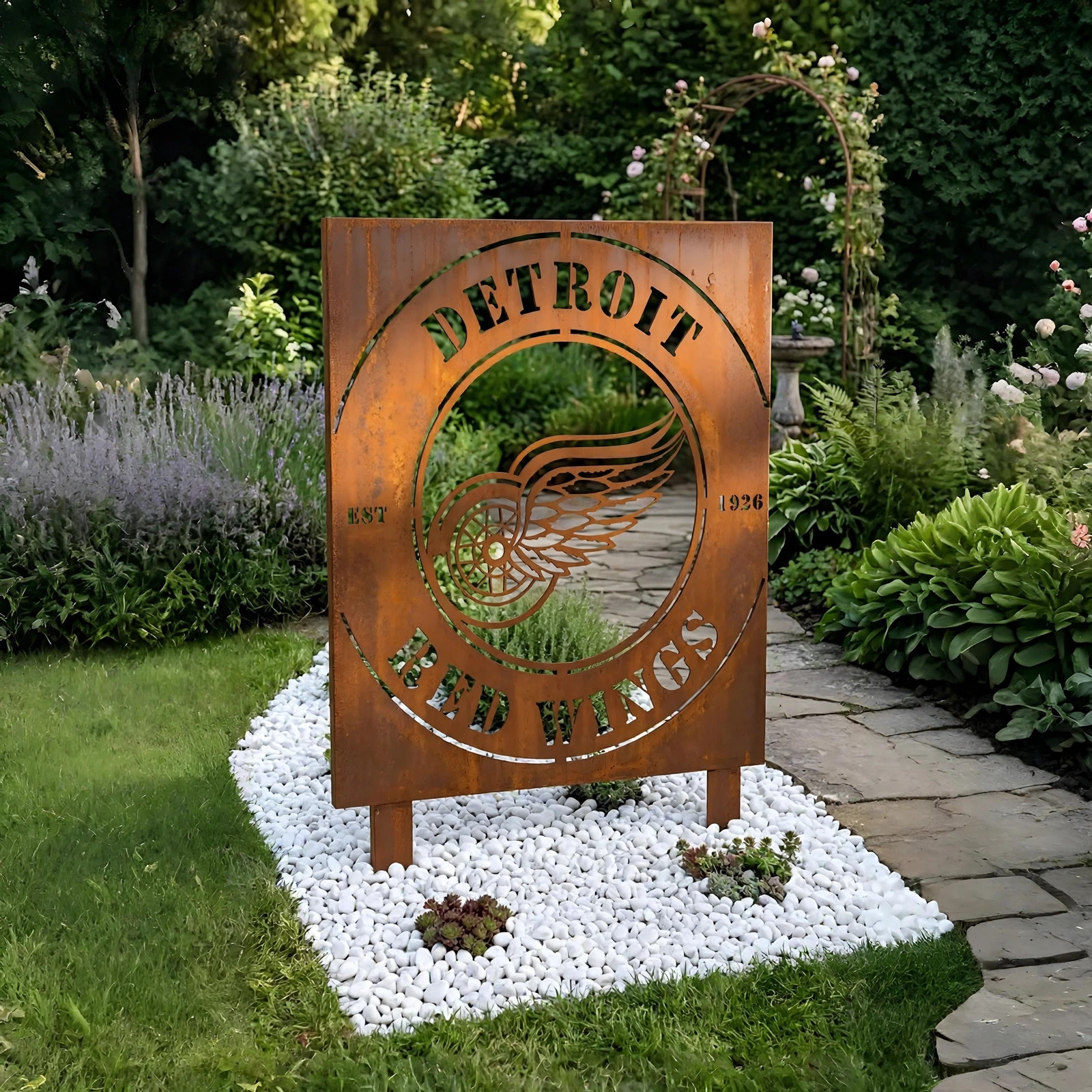 NHL Detroit Red Wings Metal Garden Panel Yard Art Outdoor Decor