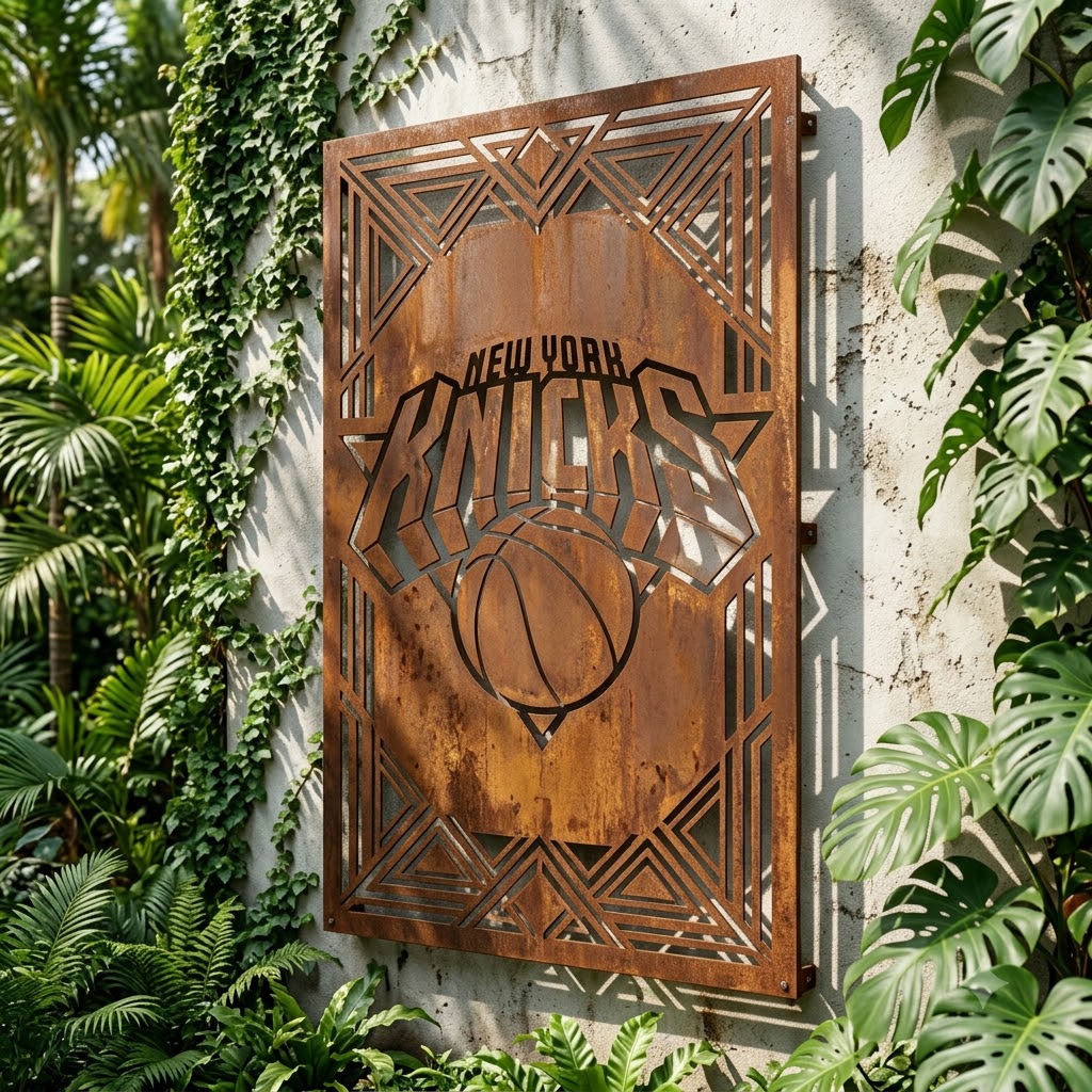 New York Knicks Logo Custom Metal Garden PanelNBA Fan Wall Art Home Decor