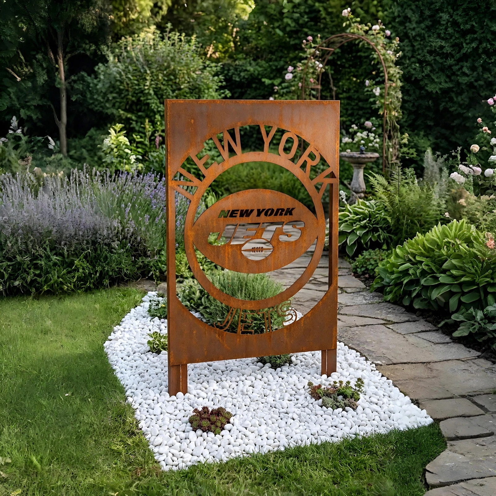 New York Jets Logo Metal Garden Panel – NFL American Football Fan Outdoor Yard Decor Gift